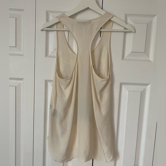 Tibi Cream Silk Racerback Tank Top, Green/Grey Graphic Floral Print, Size 0 (XS) - Picture 2 of 6